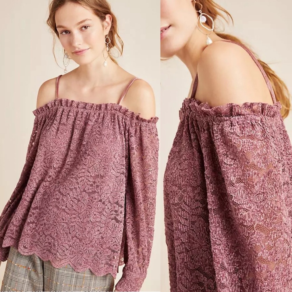 NWT Anthro Eri + Ali romana velvet lace blouse